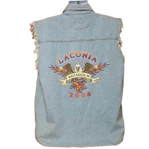 Vintage 2004 Laconia NH Denim Vest Jacket Size XL